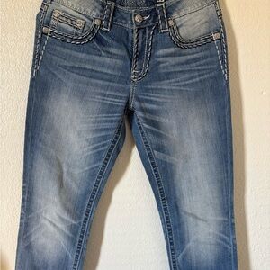 Miss Me Women's Light Blue Boyfriend Jeans with Contrast Stitching